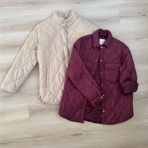 Bagatelle Quilted Jacket Set in Cream and Purple